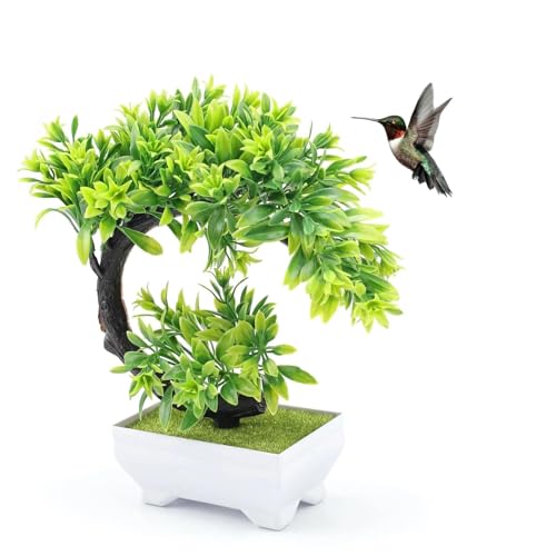 txuzong Bonsái Artificial Verde – Planta Artificial de plástico, decoración bonsái para salón, Mesa de Comedor, Oficina, balcón y jardín, fácil de Limpiar, sin riego