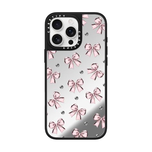 CASETiFY �~���[ MagSafe�Ή� iPhone 16 Pro Max �P�[�X [���ː� / 1.5m����̗����������N���A (MIL�K�i1�{����) / ���C�����X�[�d�����Magsafe�Ή�] - Metallic Pink Ribbon - 