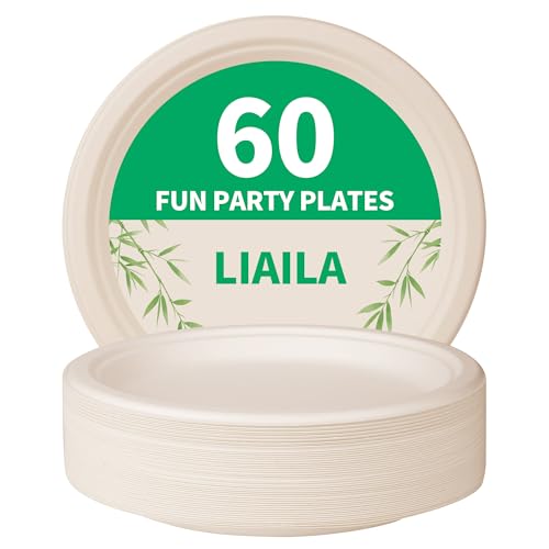 Teller Einweg 60 StüCk Bagasse Pappteller, Rund, NatüRliche Holzfarbe, Durchmesser 24 Cm-Pappteller Stabil, Als Partyteller Oder Essteller Verwendbar - Nachhaltiges Zuckerrohrgeschirr Ohne Pla/Pe