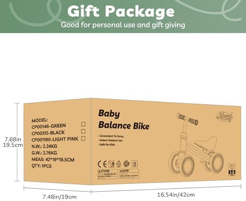 Liberry Baby Balance Bike Ride Toy for 1 2 Years Old Adjustable Seat, Green — view 7