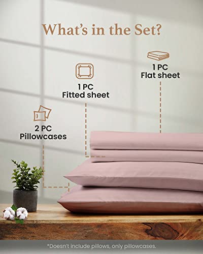 Image of Good Sleep Bedding California King Sheet Sets, 4 Piece, 100% Egyptian Cotton Cal King Sheet Set, Sateen Weave, Ultra-Soft, 16 inch Deep Pocket California King Sheet Set - Blush