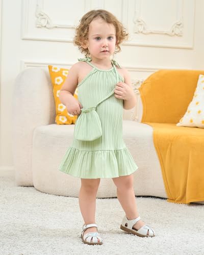 Image of Weebaby Baby Clothes Girl Toddler Summer Outfits Infant Casual Sleeveless Halter Ruffle Tank Cute Short Set Baby Clothing