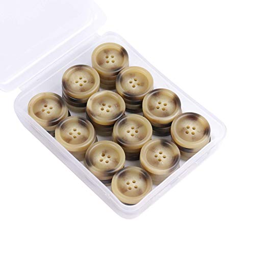 SUNTATOP Conjunto de Botones de Resina de 25 mm, 50 Botones de 4 Orificios con Patrón de Cuerno para Camisa de Abrigo u Otra Ropa y Decoración