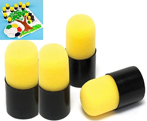 Lot De 2 Ensembles Brosse Éponge Manche Bois + 8 Éponges De Rechange - Outil Idéal Pour Peinture, Tampon Encre, Scrapbooking Et DIY