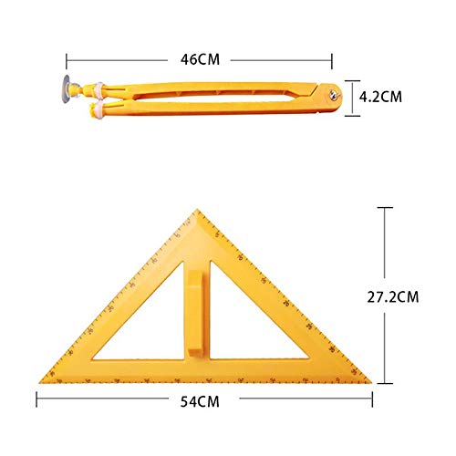 VIDOO 4 Pcs Grand Triangle D'Enseignement Règle Ensemble Tableau Noir Enseignement Triangle Règles Protractor Compass Géométrique Drawin Démonstration Aids Équipements
