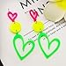 RechicGu 80s 90s Neon Heart Hoop Earrings for Glow Party, 70s Retro Outfit Jewelry Accessories Gift for Women,Acrylic Round Drop Dangle Earring for Halloween Costume,Rose Red Yellow Green