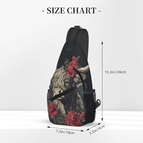 Mochila cruzada Yak Rose Pattern ligera para viaje unisex miniatura 3