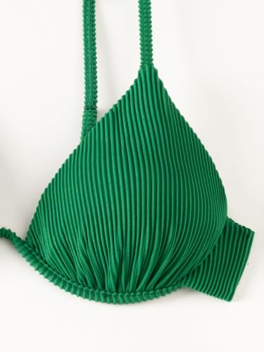 Image of Fanuerg Women Underwire Triangle Bikini Spaghetti Strap Push Up Swimsuit Cheeky Two Piece Bathing Suit