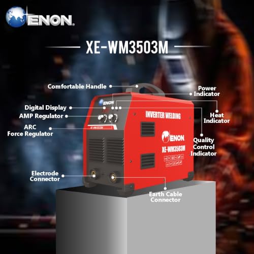 Image of ENON 350A Dual Voltage Inverter ARC Welding Machine, 220V & 380V, LED Display, Hot Start Anti-Stick, IGBT, MMA Welder for Workshop, Fabrication & Industrial Use (XE-WM3503M)