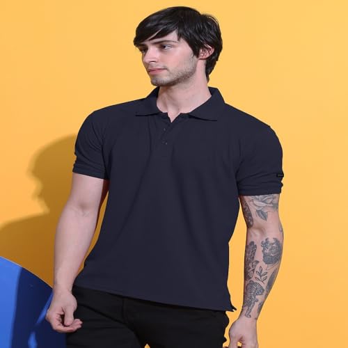 Image of Men's Polo T-Shirt Cotton Casual Comfortable Relaxed Fit Regular Collar Neck Stylish Half Sleeves Daily Office Formal Wear T-Shirt for Men