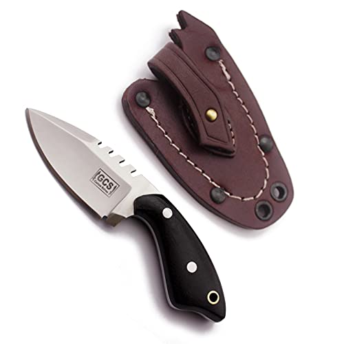GCS Handmade Skinning and Tactical Knife with Full Tang Black Micarta Handle, Leather Sheath, Right Hand Cross Draw & Right Hand Vertical Carry- GCS 283 - GCS Knives
