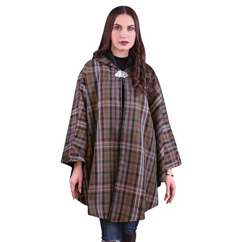 Image of Women's Vintage Plaid Knitted Scottish Cape Traditional Cardigan