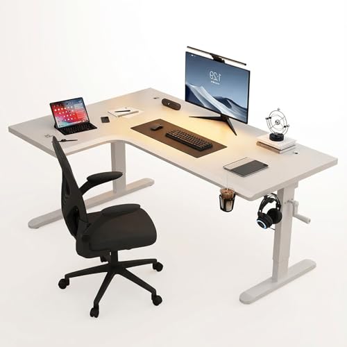 FXLKLUXE ���~�f�X�N �X�^���f�B���O�f�X�N �p�\�R���f�X�N l�� ��160cm 180cm 25mm�̖��C�ރe�[�u���g�b�v �w�K�� �ω׏d200kg �h�����N�z���_�[�t���E�w�b�h�z���t�b�N�t�� ���߉\�ȋr�t��75~110cm ���ɋ����A�ώ�������