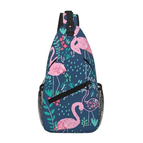 Mochila de pecho ergonomica con estampado de cisne floral y correa ajustable