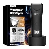 ENSSU Aparador de pelos corporais masculino – Aparador Meridiano à prova d'água com luz LED, motor rápido de 6000 RPM, 5 configurações de comprimento, IPX7 para púbico, peito e bolas (Preto)
