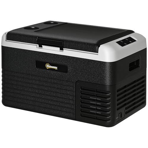 Outsunny 30L Car Refrigerator, Portable Compressor Car Fridge Freezer, Electric Cooler Box with...