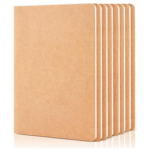 feela 8 Pack Unlined Kraft Paper Notebooks, Blank Journal Note Pad for Drawing Writing, Small Sketchbook Travel Journal Bulk for Women Kids Students Office School Supplies, A5, 60 Pages, 8.3” X 5.5”