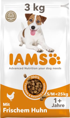 IAMS Hundefutter trocken mit Huhn, für kleine & mittelgroße Hunde, 3 kg