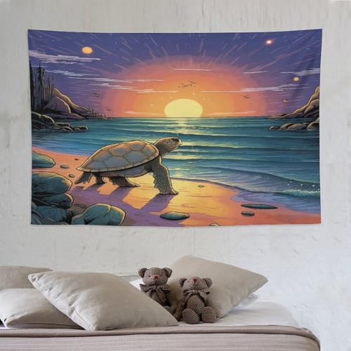 Tapisserie tortue animale PAZZK tenture murale décoration maison salon avec impression 3D grand tissu
