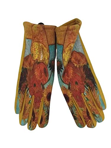 Goods4good Guantes para mujeres y señoras, de otoño e invierno, con pantalla táctil y diseño de pinturas de los famosos pintores: Van Gogh y Klimt. Talla única. (Amarillo) Cover