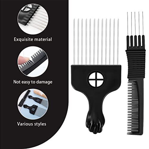 3 Pack Metal Hair Pick Set, Afro Pick Comb Picks For Men Beard Curly Hair, Hair Styling Teasing Pick Combs For Women #TOP3