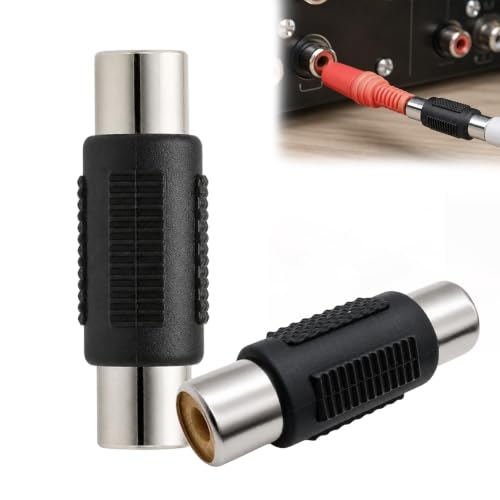 Image of Yiranfuyao RCA Coupler Female to Female Adapter 2 Pcs Black Phono Socket Connector Audio Video Extender Joiner for Speaker Amplifier TV Home Theatre Cable Extension Nickel Plated