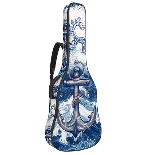 Housse de guitare acoustique 109 cm étui souple imperméable à motif ancre marine