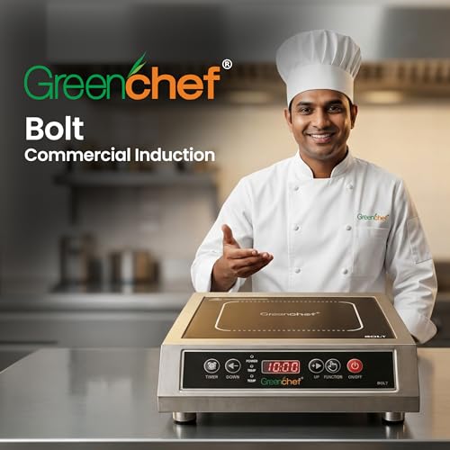 Image of Greenchef Bolt Commercial Induction Cooktop | Heavy-Duty Induction Stove | High Power | Digital Temperature & Power Control | Energy Efficient | Precision Time control | 3500 Watt Power