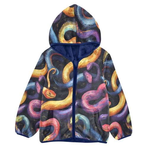 Abstract Snakes Watercolor Toddler Fleece Jacket Girl Boys Hooded Fleece Jacket Coat Warm Outwear Zip-up 3-10T