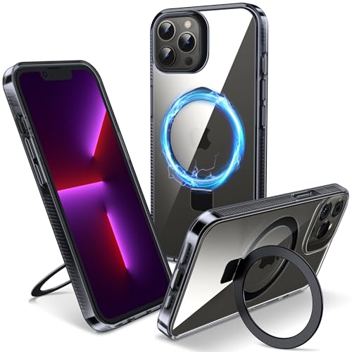 Étui iPhone 13 Pro transparent haut de gamme anti-jaunissement doté d'un support béquille invisible