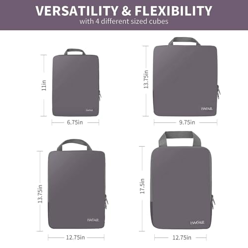 Image of BAGAIL 4 Set /6 Set /8 Set Compression Packing Cubes Travel Accessories Expandable Packing Organizers (Cloth Pattern, 4-Dark Greyish)