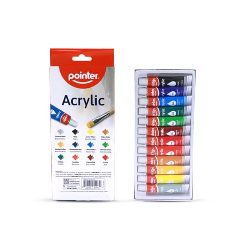 Pointer Art PRO Acrylic Paint Set – 12 Colors in 0.4oz (12ml) Tubes – Smooth & Creamy Texture – Ideal for Canvas, Paper, Cardboard, and Crafts - Image 4