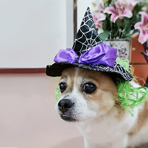 Enjoying Cat Halloween Costume Puppy Witch Hat Cat Wizard Hat Wig Dog Cosplay Sorcery Hat #TOP2