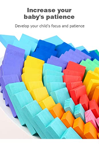 Image of AEXONIZ TOYS Wooden Building Blocks 120Pcs Multicolor Bulk Wooden Dominos Educational Stacking Counting Multiplication Building Block