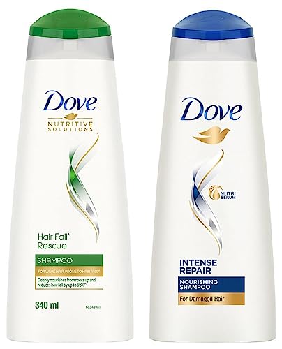 Image of Dove Hair Fall Rescue Shampoo, 340ml & Intense Repair Shampoo, 340ml