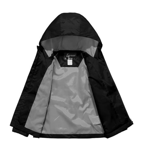 Image of Boys Girls Rain Jackets Lightweight Waterproof Hooded Raincoat Lined Windbreakers for Kids