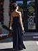 LAGSHIAN Women's Elegant Tube High Split Maxi Dress Strapless Bodycon Ruched Long Formal Evening Dress Navy