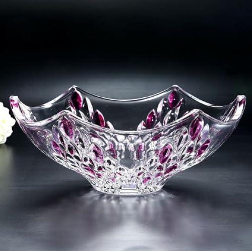 MPMPM Tazón de Vidrio Grande for Frutas de Cristal Tazón for Dulces Tazón for Servir Tazón Decorativo Bandeja Multiusos for el Hogar/Oficina Tazón de Vidrio Ecológico de Cristal, 24 Cm(D)