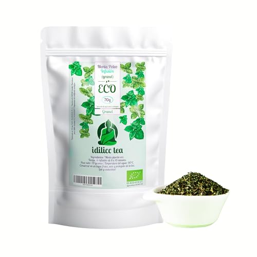 IDILICC TEA Infusion de Menta Poleo 100% Ecológico 70 Gr. Mezcla de Hierbas Digestivas y Refrescantes a Granel. Ayuda a Eliminar Gases. Infusiones a Granel. Infusiones Variadas