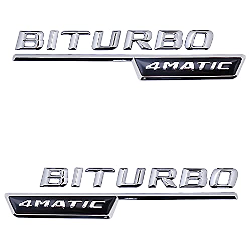 HAOXUAN 2 pièces/Paire 3D métal BITURBO 4MATIC Voiture côté Garde-Boue arrière Coffre emblème Badge Autocollants pour Tous Les véhicules,Style b Cover