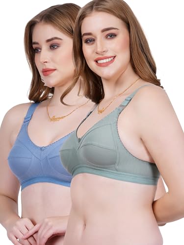 Image of Women Non Padded Bra in B & C Cup - Made of Pure Cotton Full Coverage Non Wired Soft Cup for T-Shirt Saree Dress Sports Garment for Daily Use Everyday