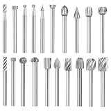 Wood Carving Bits Engraving Router Bit,20pcs HSS Different Rotary Burr Set with 1/8