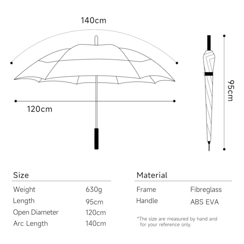 Parapluie de golf robuste de 140 cm avec une armature de qualité - 2