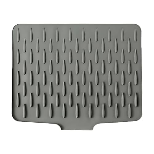 Silicone Draining Board Mats, Sloped Drying Mat for Kitchen Counter, Sink Protector Mat with Non-Slip Design, Multi-Purpose Silicone Sink Mat, 40 x 32.5 cm, Grey
