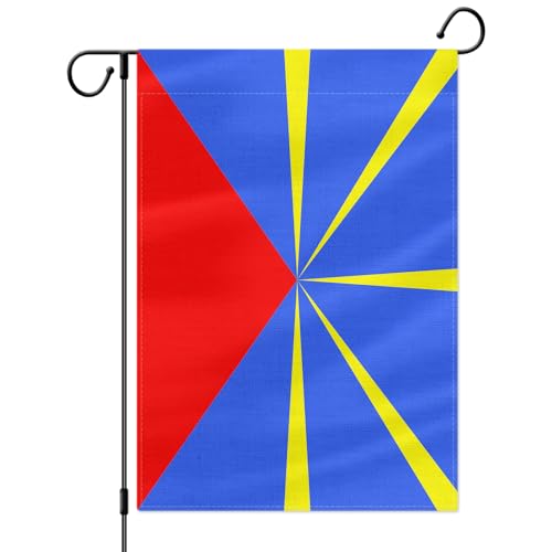 PTEROSAUR Drapeau de jardin de l'île de la Réunion, 30,5 x 45,7 cm en toile de jute double face pour maison, cour, pelouse, décoration intérieure et extérieure