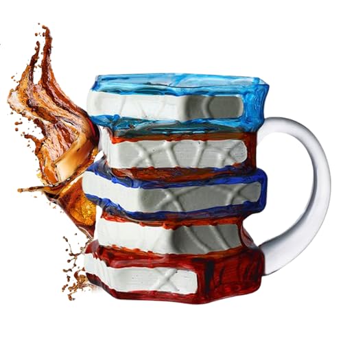 Generico Da Caffè Libro 3D - Caffè Decorata con Libri da Biblioteca,Portabevande Colorato Per Donne Uomini Amanti Della Lettura Amici