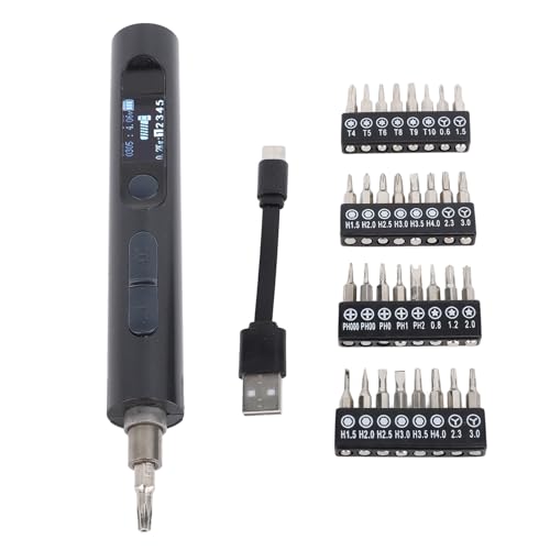 Pwshymi Set of 1 Mini Electric, Adjustable Torsion Power Tool with 32 Bits Rechargeable Battery for Phone Repairing and Handcraft Projects (Black)