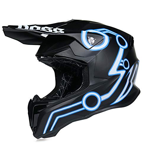 Woljay casco motocross Moto Cross Occhiali integrale MX MTB ATV bicicletta Enduro Downhill Offroad Adulto ECE (X-Large, Blu)
