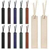 kdafio 12 Pcs Leather Bookmark, Classic Stitched Bookmark with Leather Rope, Bookmarks for Men, Handmade Stitched Book Marks Page Markers for Book Reader Teachers Students School Office