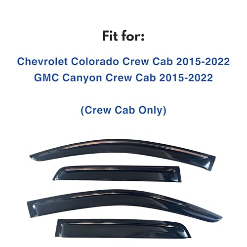 Image of IG Window Visors Fit for 2015-2022 Chevrolet /Chevy Colorado Crew Cab, Out-Channel Rain Guards Vent Wind Deflectors 4PC, Truck Accessories for 2015-2022 GMC Canyon Crew Cab (Full-Size Cabs)
